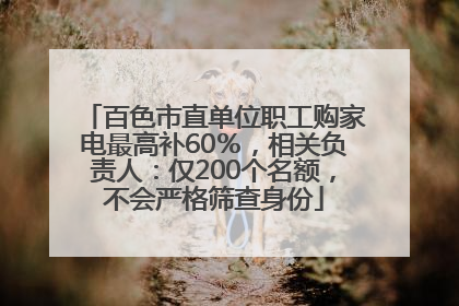 百色市直单位职工购家电最高补60％，相关负责人：仅200个名额，不会严格筛查身份