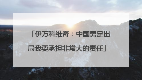 伊万科维奇：中国男足出局我要承担非常大的责任