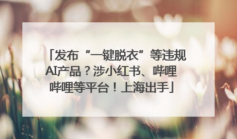 发布“一键脱衣”等违规AI产品？涉小红书、哔哩哔哩等平台！上海出手