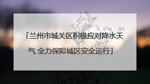兰州市城关区积极应对降水天气 全力保障城区安全运行