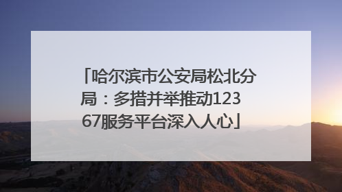 哈尔滨市公安局松北分局：多措并举推动12367服务平台深入人心