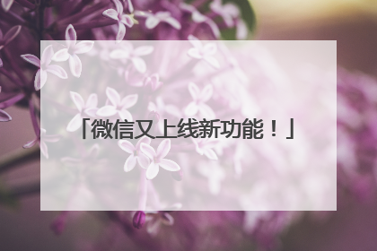 微信又上线新功能！