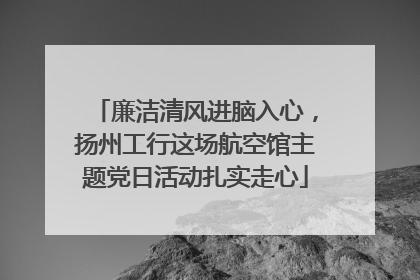 廉洁清风进脑入心，扬州工行这场航空馆主题党日活动扎实走心