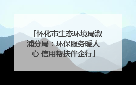 怀化市生态环境局溆浦分局：环保服务暖人心 信用帮扶伴企行