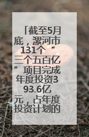 截至5月底，漯河市131个“三个五百亿”项目完成年度投资393.6亿元，占年度投资计划的50.41%——“三个五百亿”项目带动产业提质升级