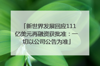 新世界发展回应111亿美元再融资获批准：一切以公司公告为准
