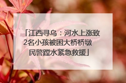 江西寻乌：河水上涨致2名小孩被困大桥桥墩 民警蹚水紧急救援