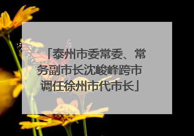 泰州市委常委、常务副市长沈峻峰跨市调任徐州市代市长
