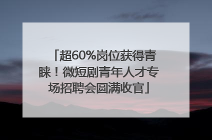 超60%岗位获得青睐！微短剧青年人才专场招聘会圆满收官