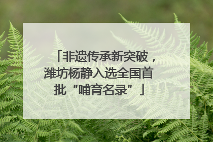 非遗传承新突破，潍坊杨静入选全国首批“哺育名录”