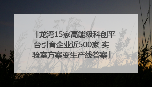 龙湾15家高能级科创平台引育企业近500家 实验室方案变生产线答案