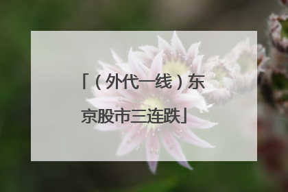 （外代一线）东京股市三连跌