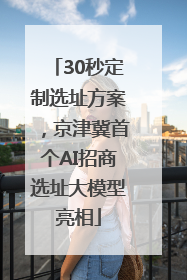 30秒定制选址方案，京津冀首个AI招商选址大模型亮相